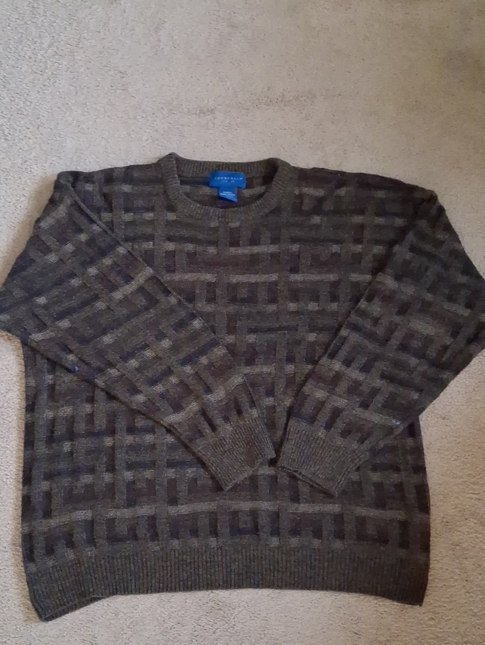 Towncraft Men's Olive Green Maroon Grey Black Knit Sweater XLarge